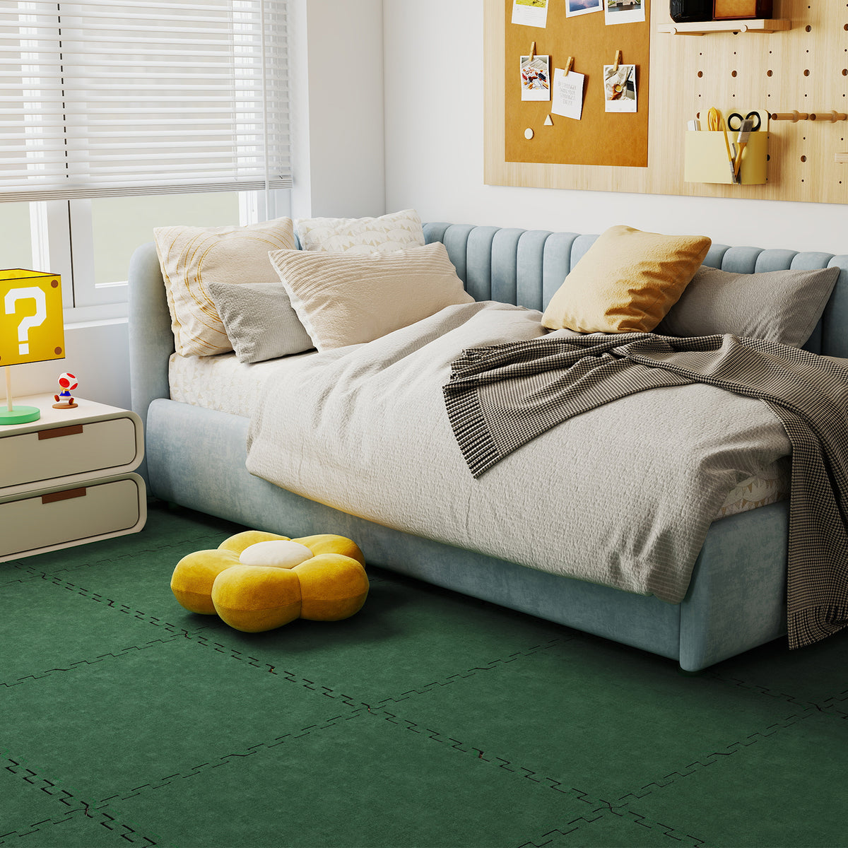 Green Foam Floor Tiles Interlocking Carpet Tiles 25 Pack - 100 Sq.Ft.