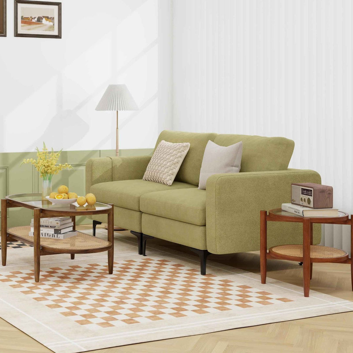 Living Room Furniture Set: TV Stand, Sofa, Coffee & Side Table