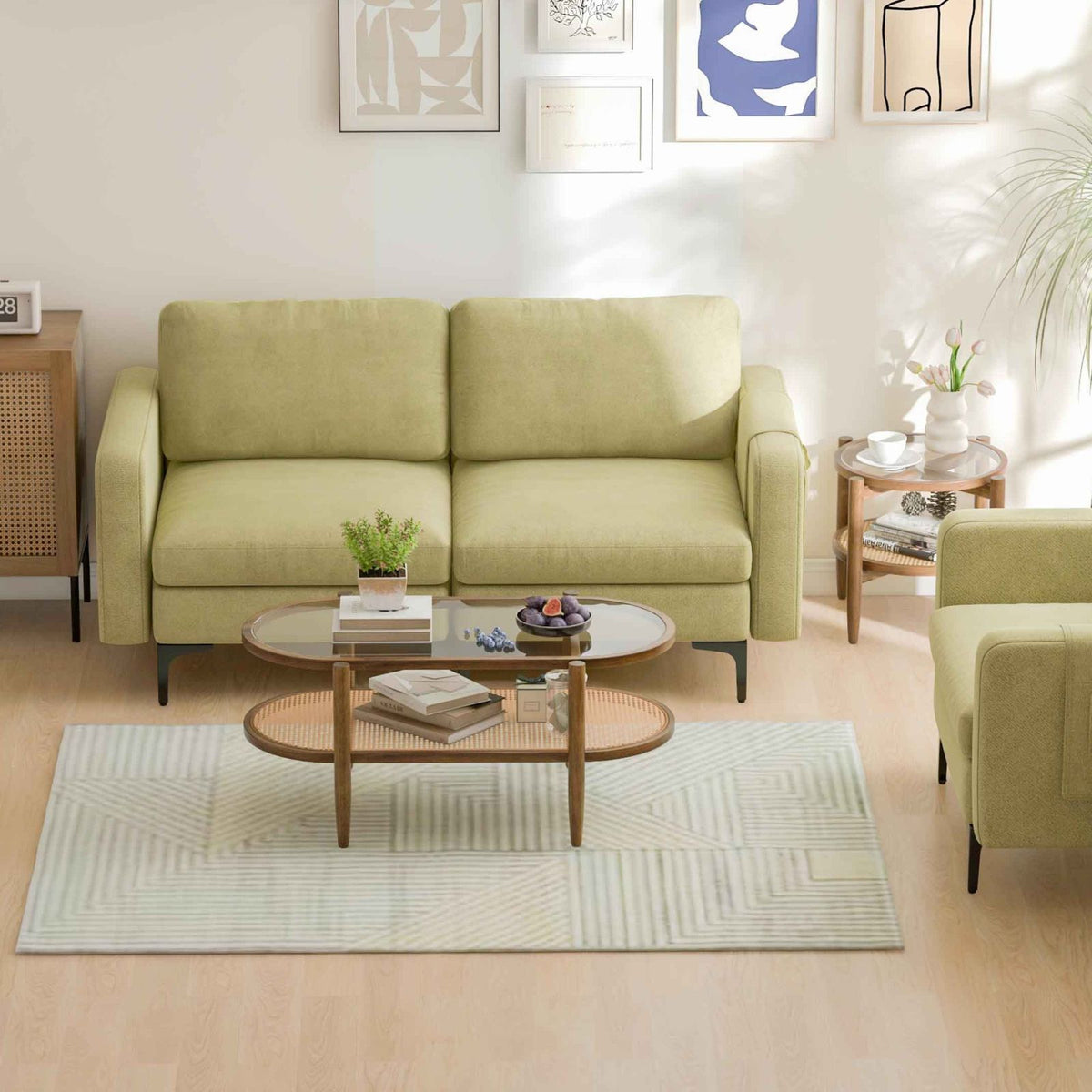 Living Room Furniture Set: TV Stand, Sofa, Coffee Table & Side Table