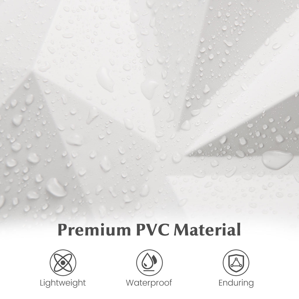 50-Pack White 3D PVC Wall Panels for Interior Decoration with Diamond Accent - Easy DIY Installation