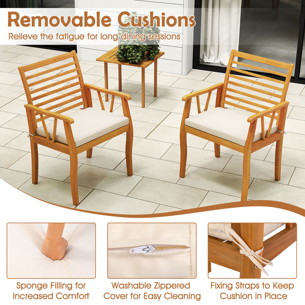 7-Piece Acacia Wood Patio Dining Set with Cushions - Style 1