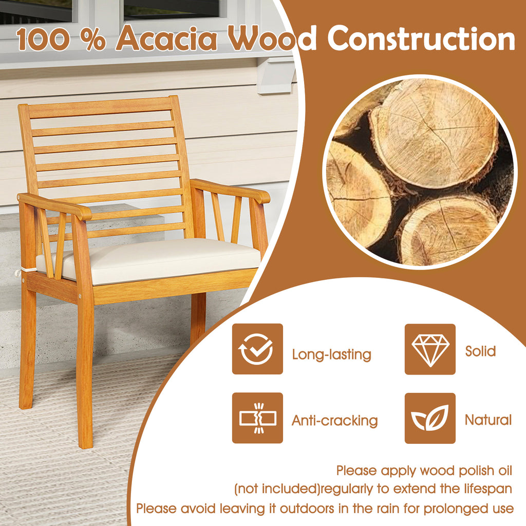7-Piece Acacia Wood Patio Dining Set with Cushions - Style 1