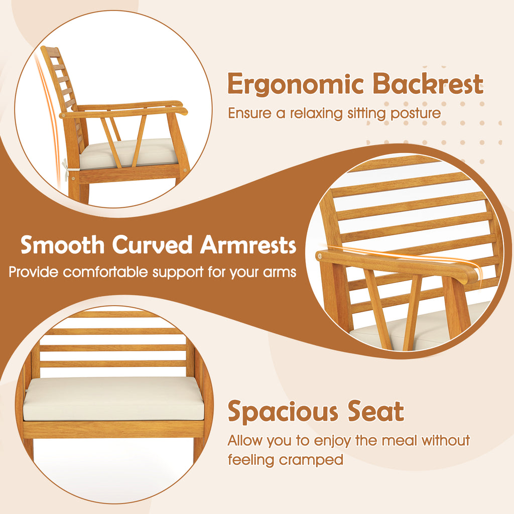 7-Piece Acacia Wood Patio Dining Set with Cushions - Style 1