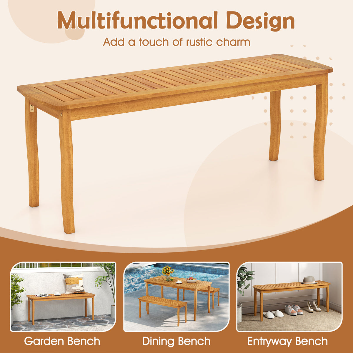 Acacia Wood 6-Piece Outdoor Dining Set with Umbrella Hole – Style 1