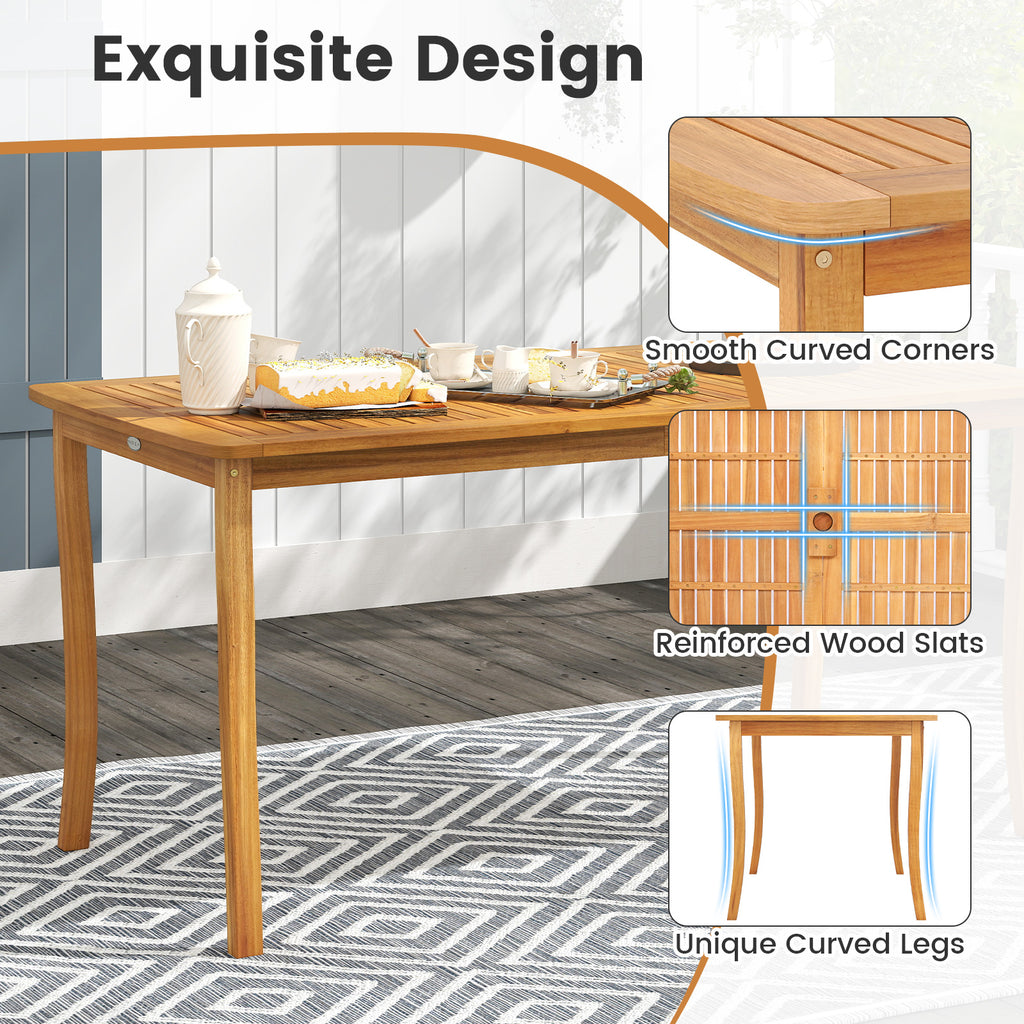 Acacia Wood Outdoor Table and Bench Chairs Set with 1.97 Inch