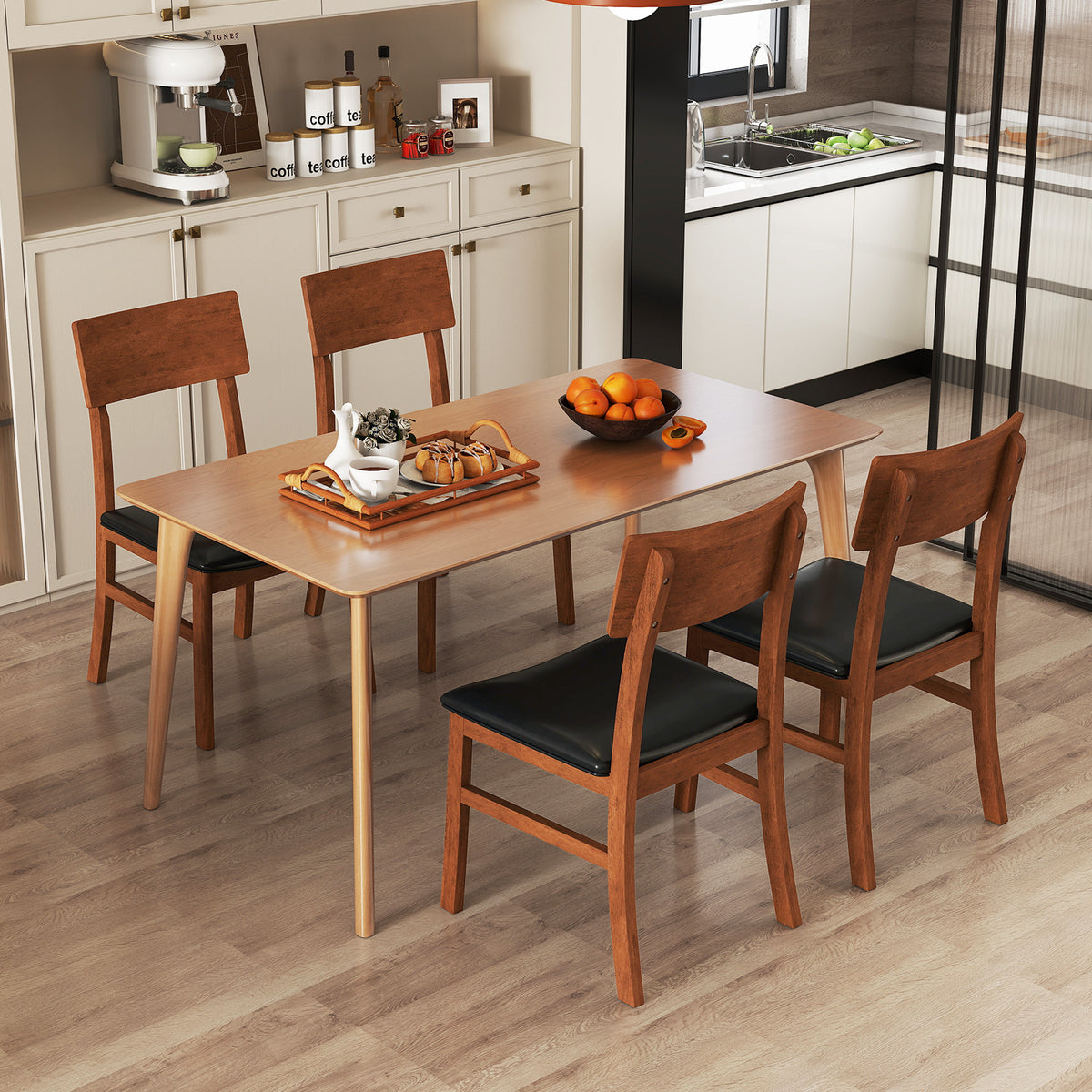 Dining Chairs Set of 2, Faux Leather, Black