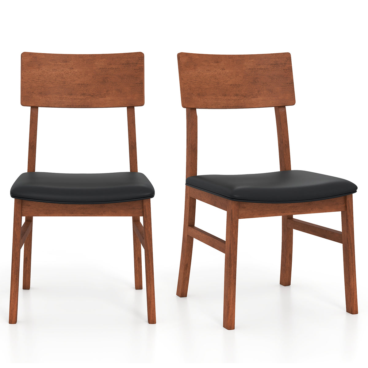 Dining Chairs Set of 2, Faux Leather, Black