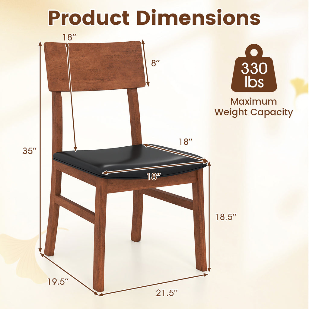 Dining Chairs Set of 2, Faux Leather, Black