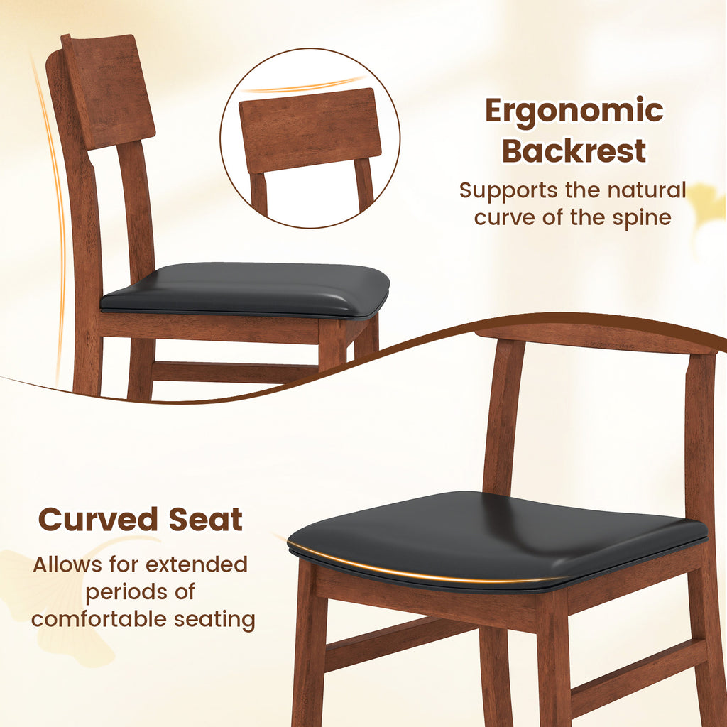 Dining Chairs Set of 2, Faux Leather, Black