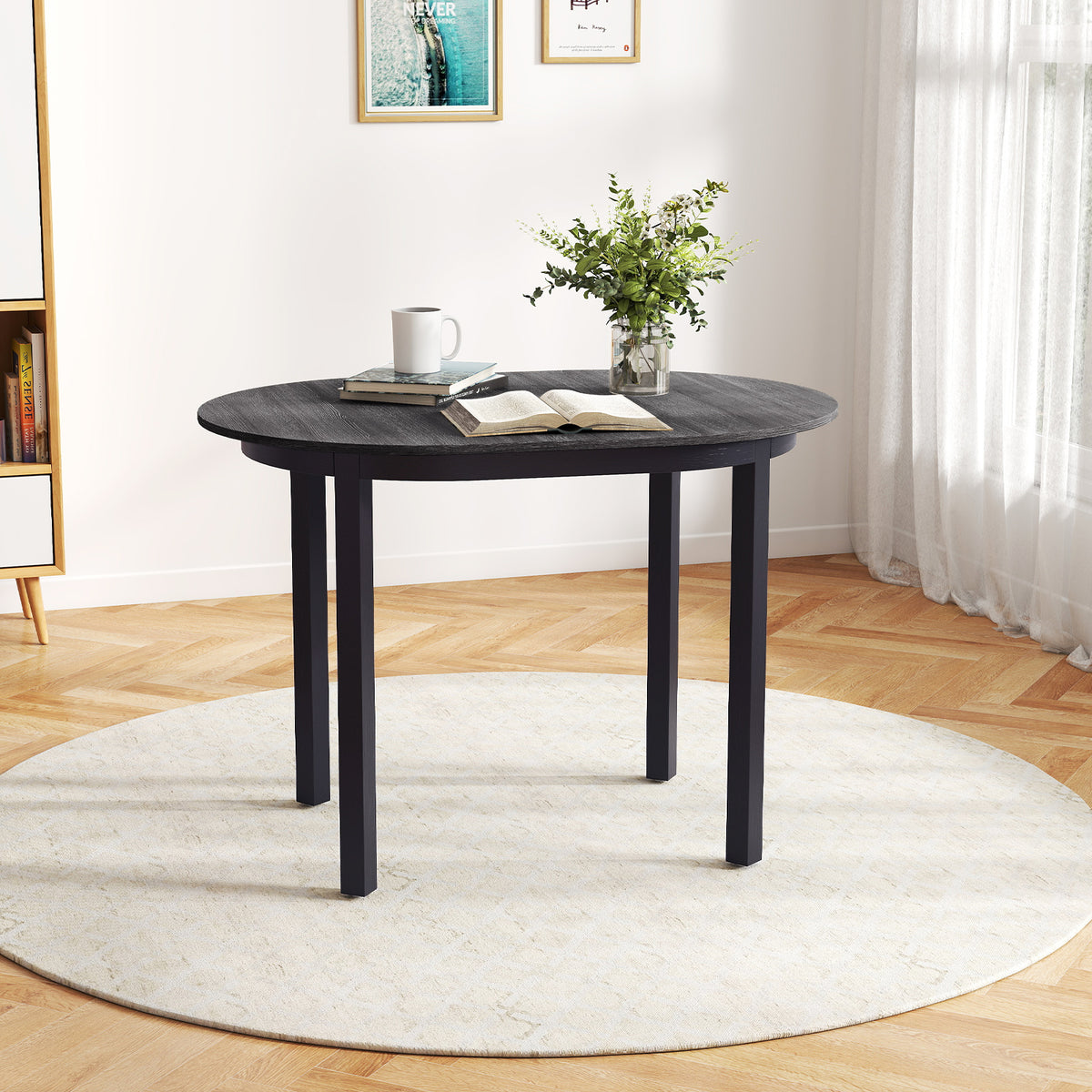 43 Inch Wooden Dining Table for 2-4 People - Black