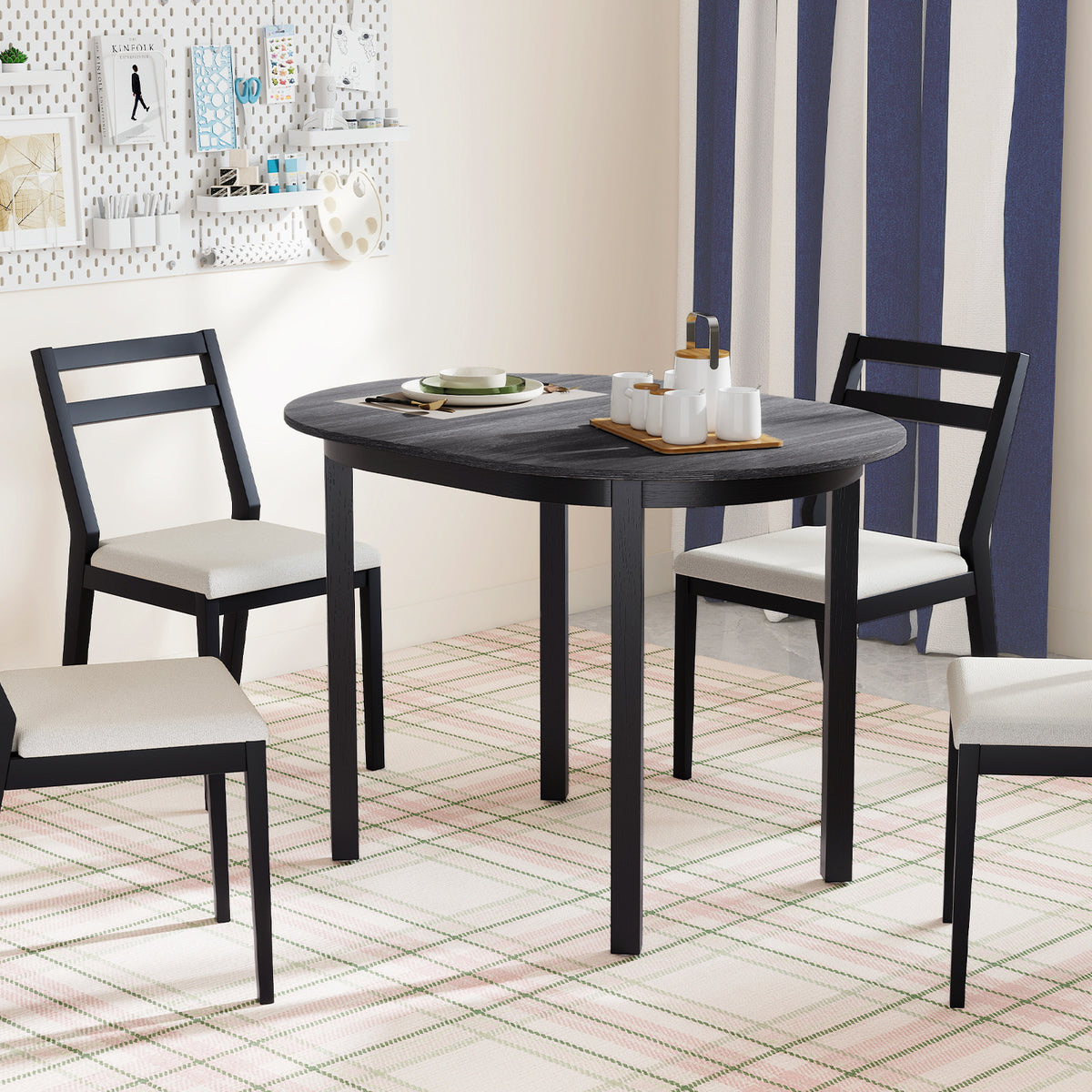 43 Inch Wooden Dining Table for 2-4 People - Black