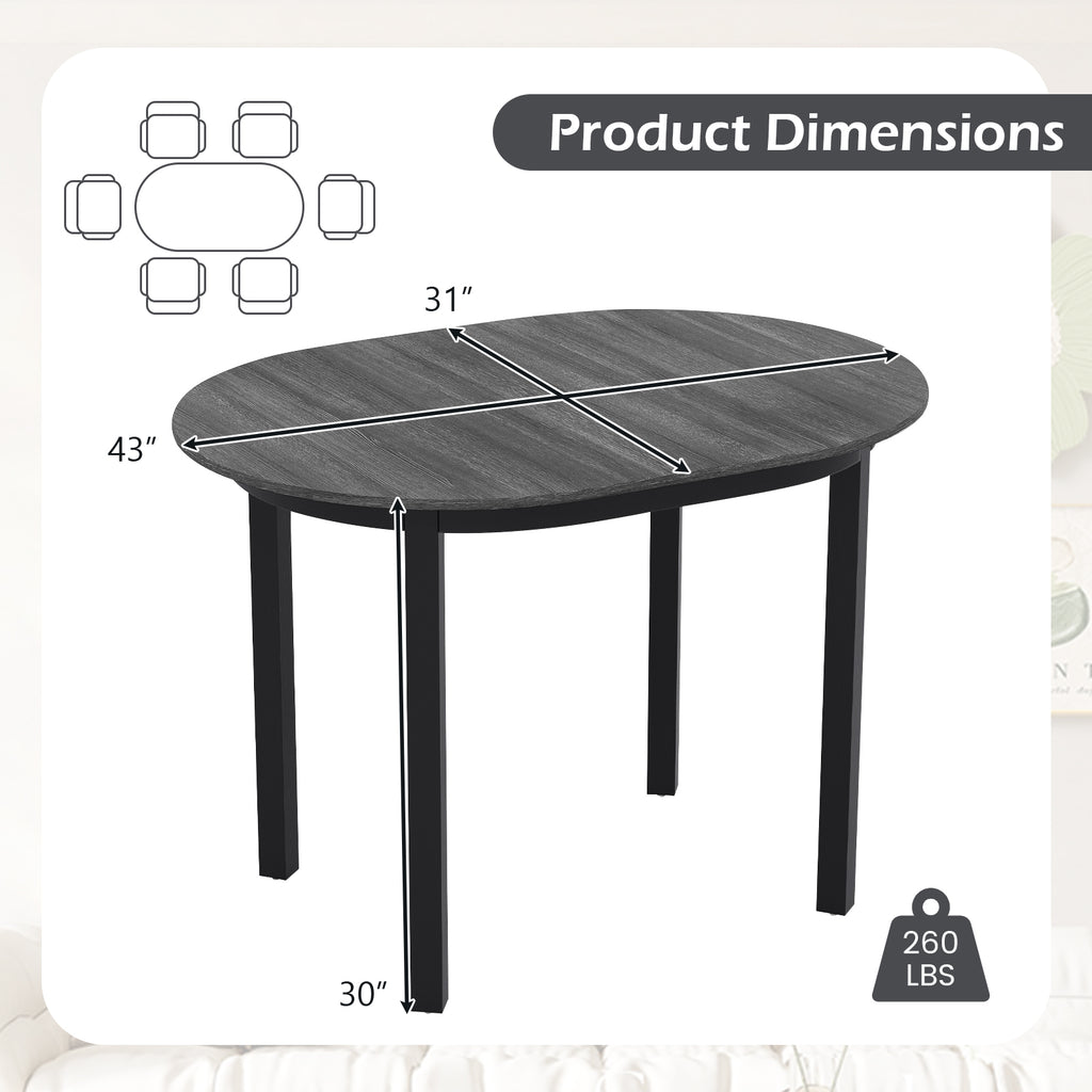 43 Inch Wooden Dining Table for 2-4 People - Black