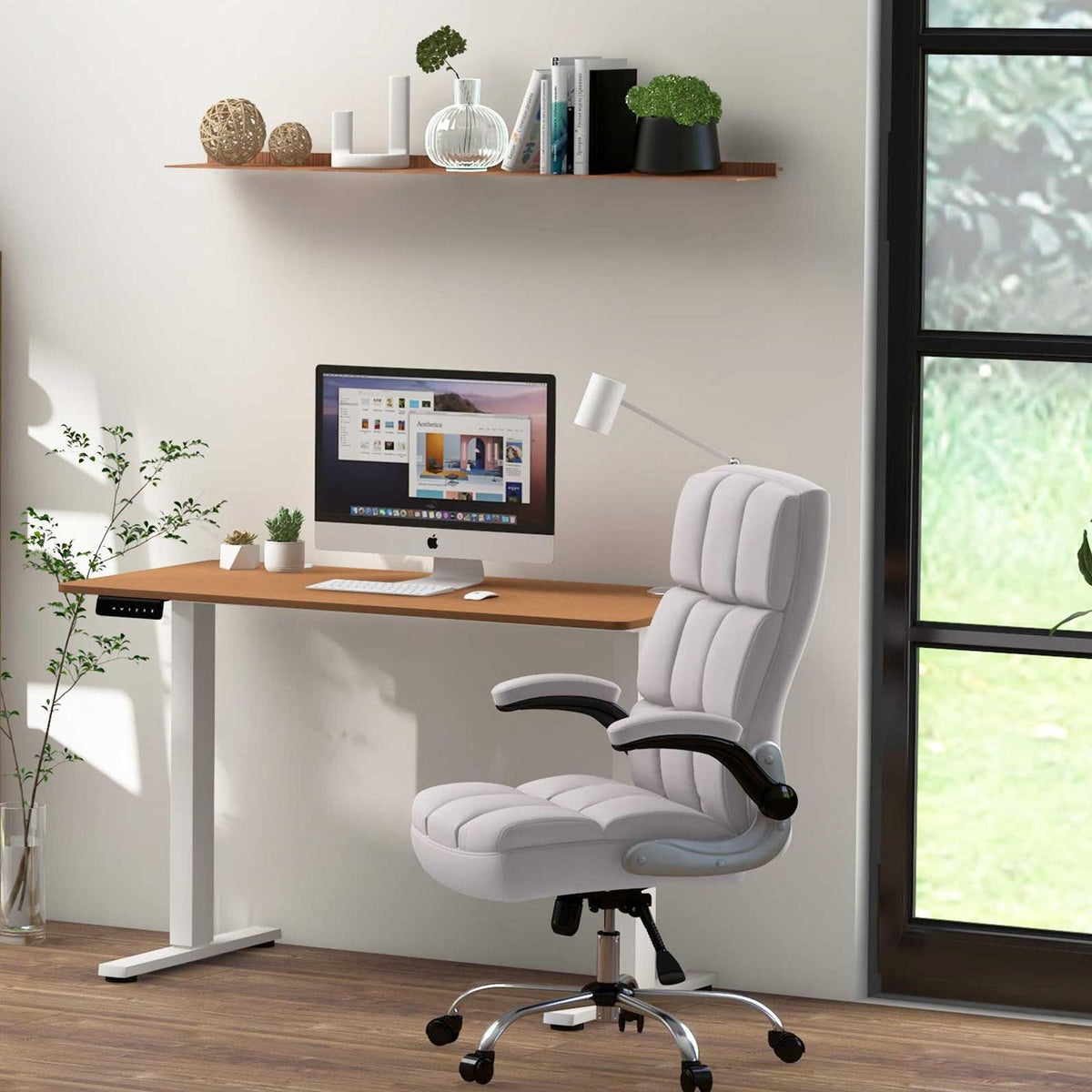Electric Standing Desk with Memory Heights - Natural