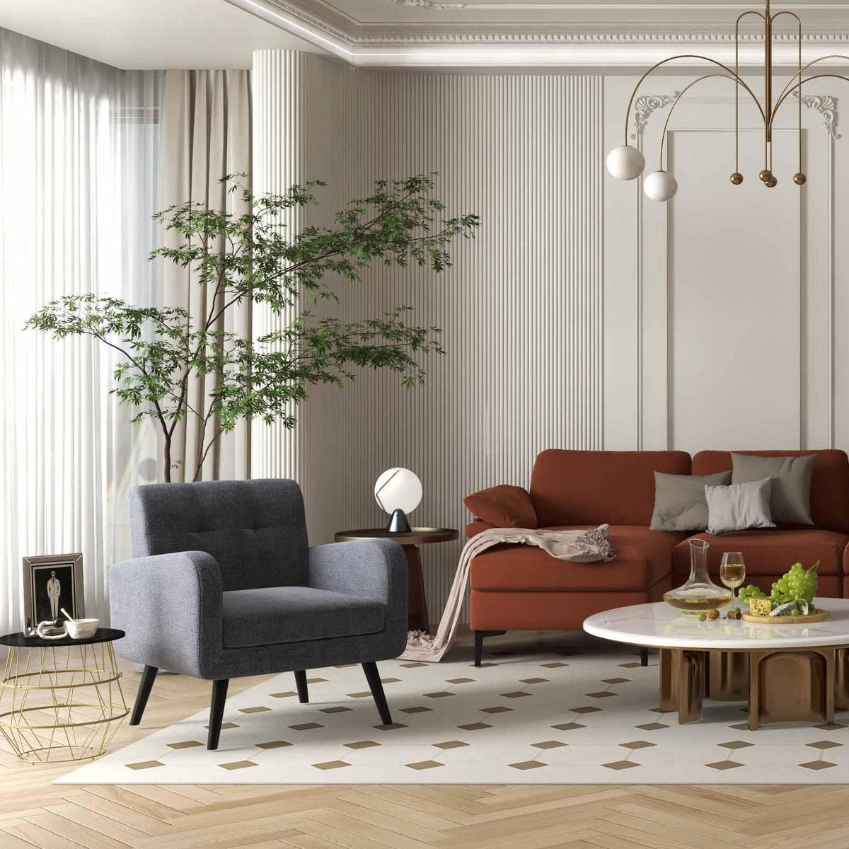 Modular L-Shaped 3-Seat Sectional Sofa with Reversible Chaise, Pink