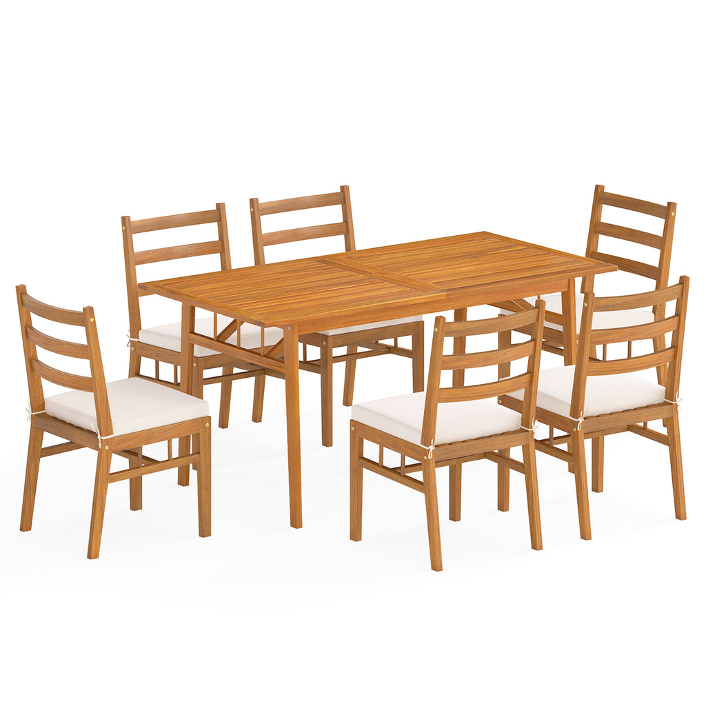 7-Piece Acacia Wood Patio Dining Set - Style 5