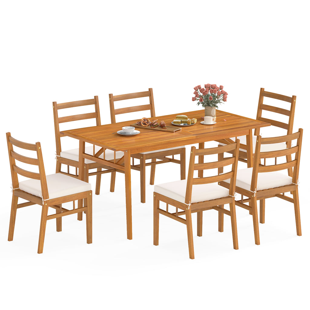7-Piece Acacia Wood Patio Dining Set - Style 5