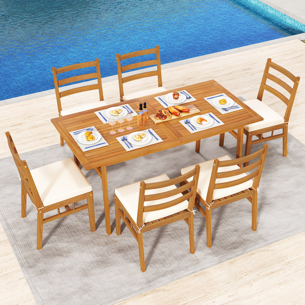 7-Piece Acacia Wood Patio Dining Set - Style 5