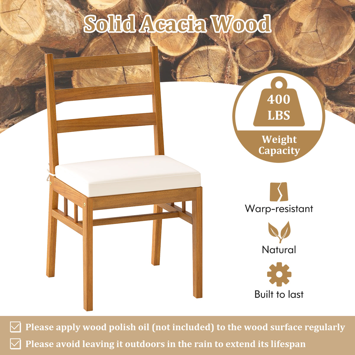 7-Piece Acacia Wood Patio Dining Set - Style 5