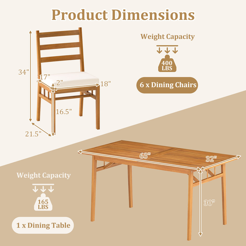 7-Piece Acacia Wood Patio Dining Set - Style 5