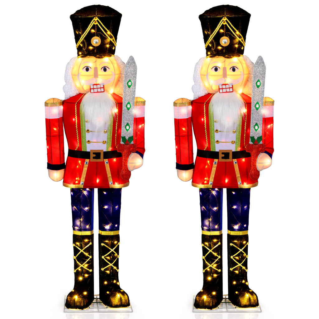 5 FT Lighted Christmas Nutcracker with Glitter Sword - Outdoor Decor, Waterproof & Sturdy