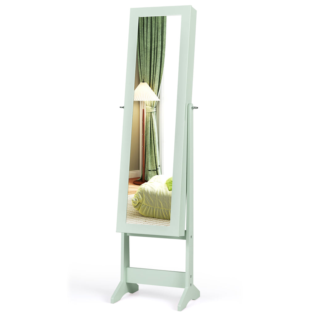 Mirrored Standing Jewelry Cabinet Storage Box - Green