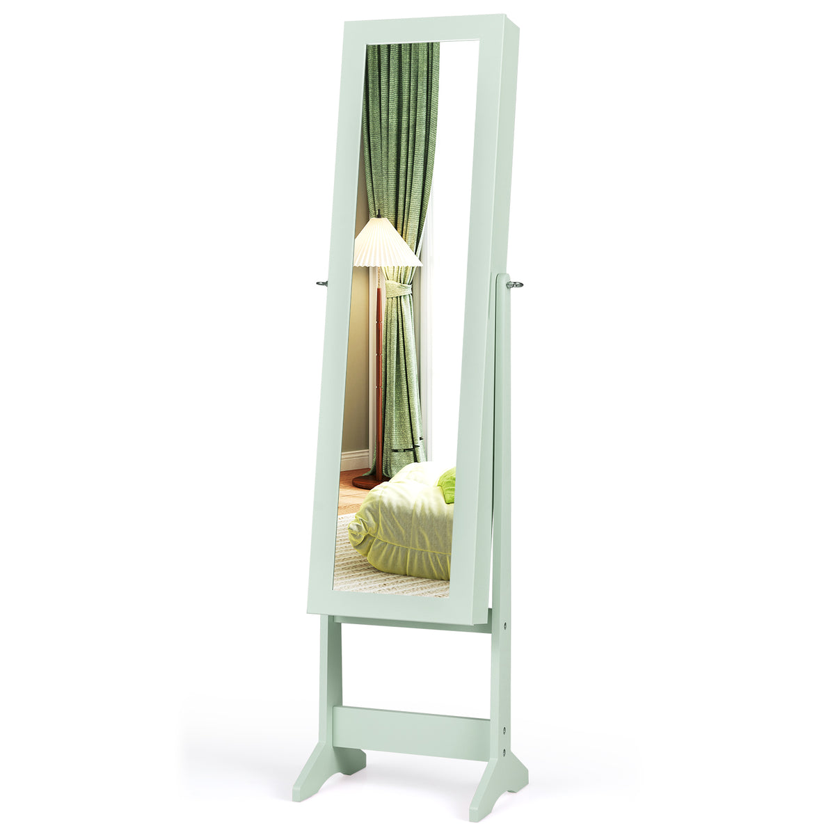 Mirrored Standing Jewelry Cabinet Storage Box - Green