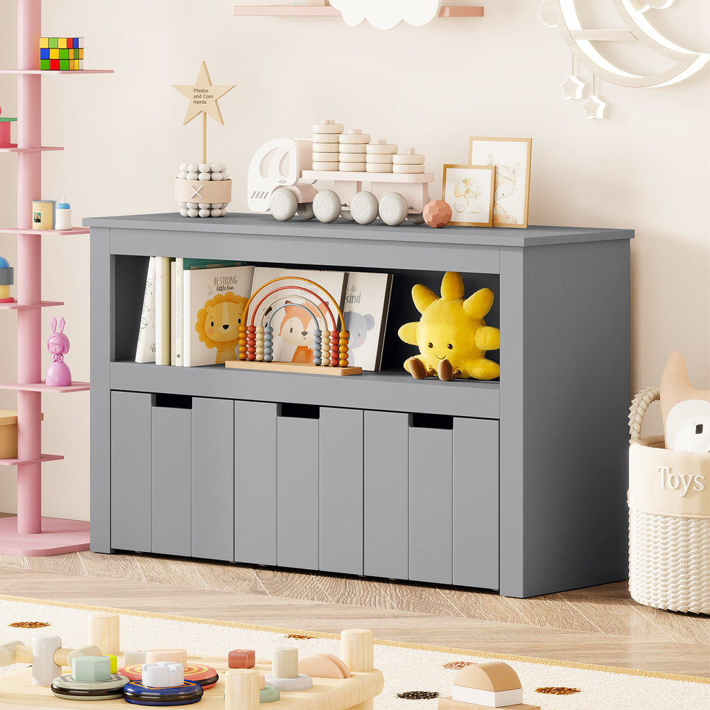 Kid Toy Storage Cabinet with 3 Drawers on Wheels - Gray Variation