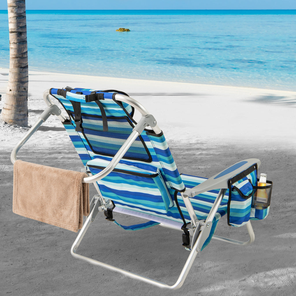 Folding Beach Chair with 4-Position Backrest - 1 Piece