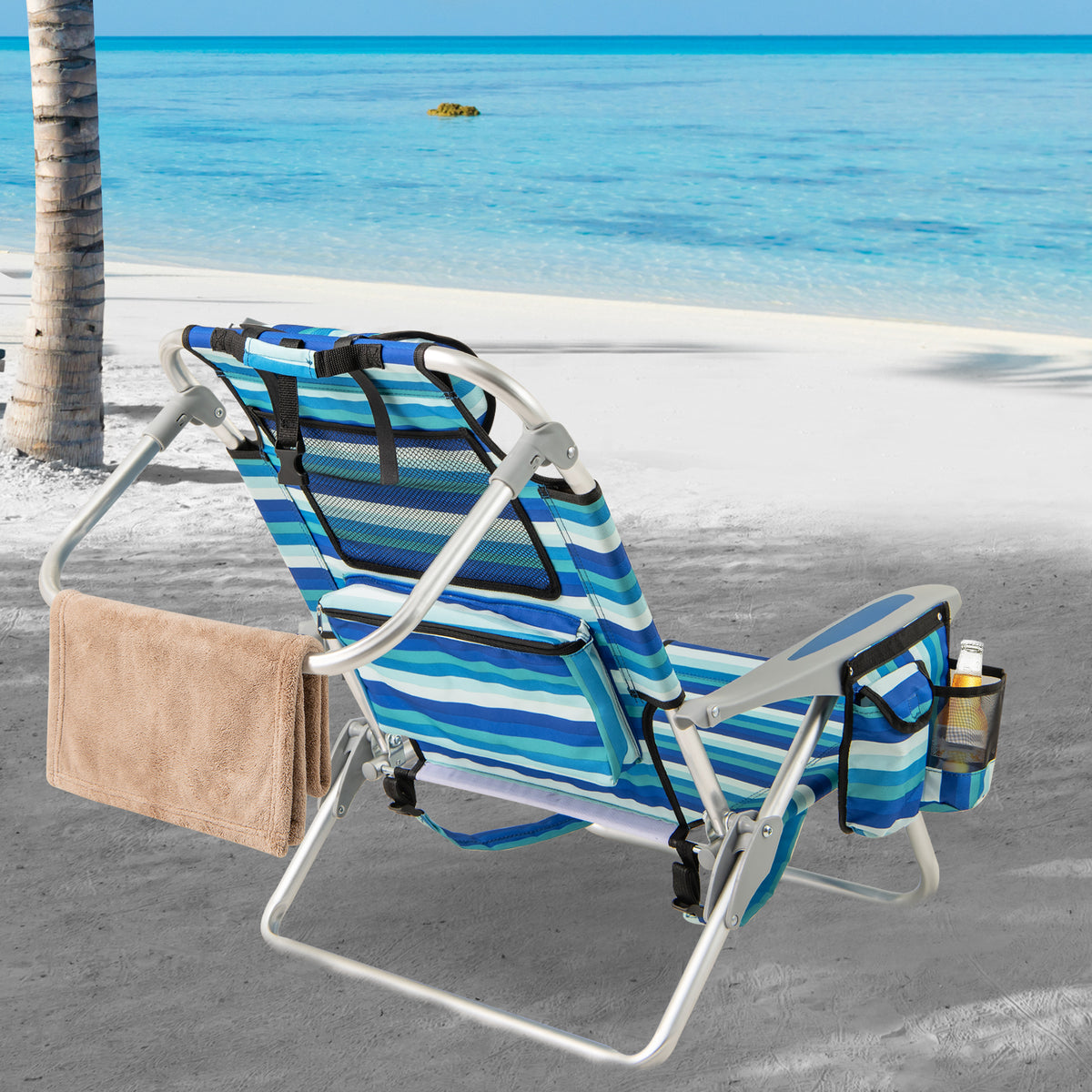 Folding Beach Chair with 4-Position Backrest - 1 Piece