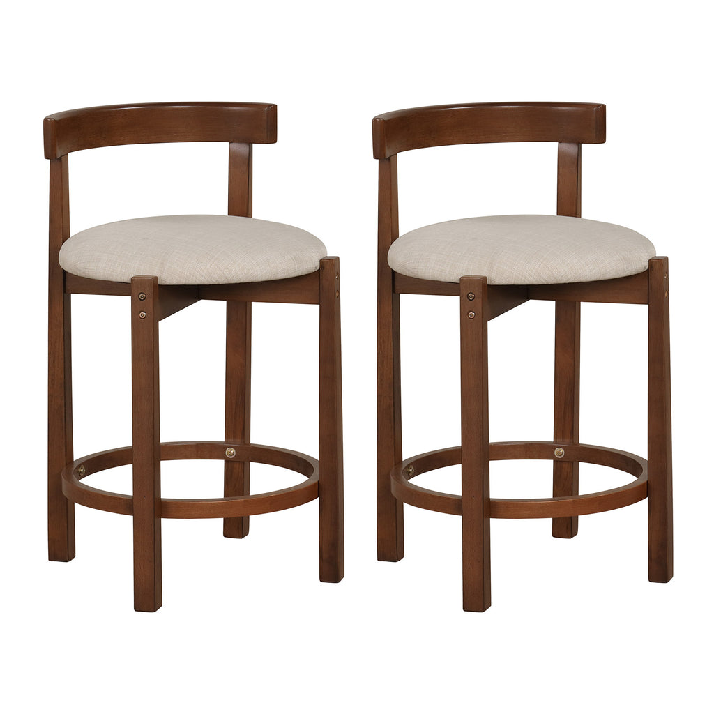 24 Inch Counter Height Bar Stools Set of 2, Brown Teddy Velvet