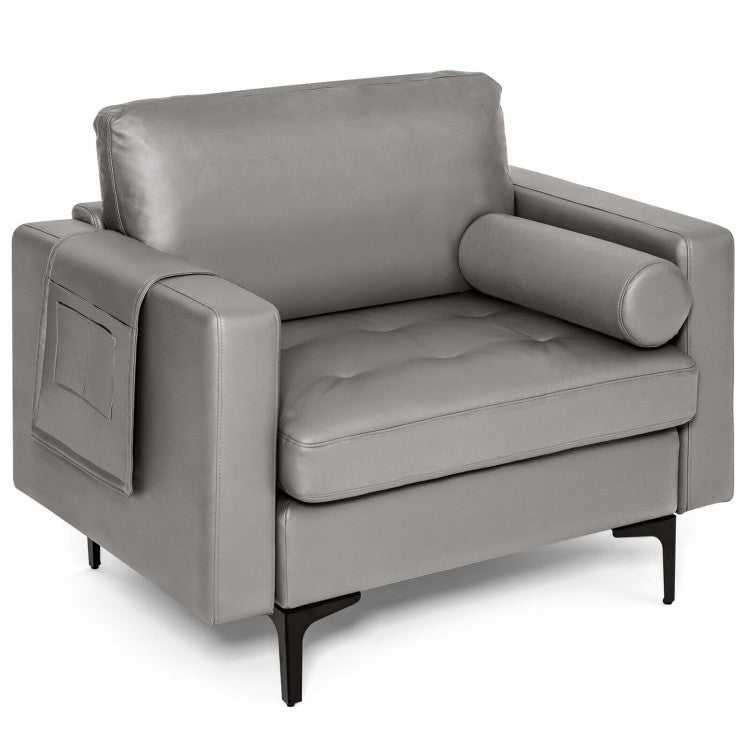 Living Room Set: 3-Seat Sofa, Floor Lamp & Accent Chair