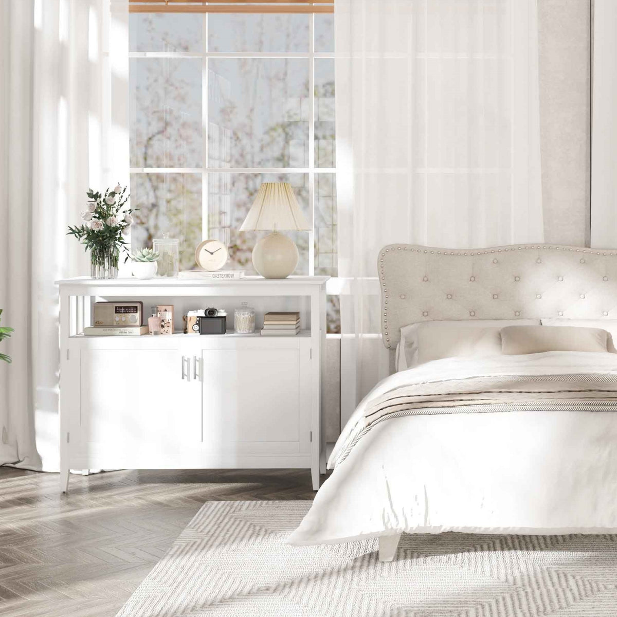 Bedroom Storage Bundle: Nightstand and Cabinet - Room Storage