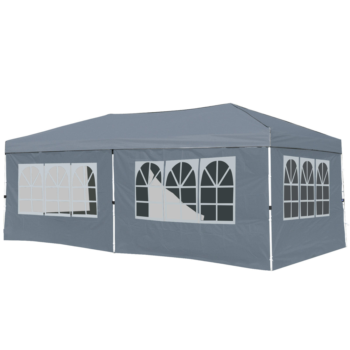 10 x 20 Feet Pop-Up Canopy Tent with 6 Sidewalls - Gray