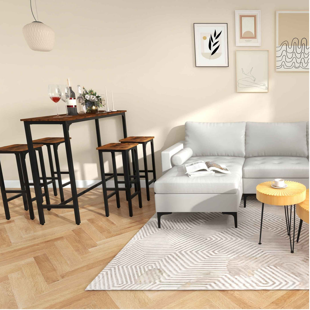 8-Piece Living Room Set - Industrial Modern Sofa & Dining