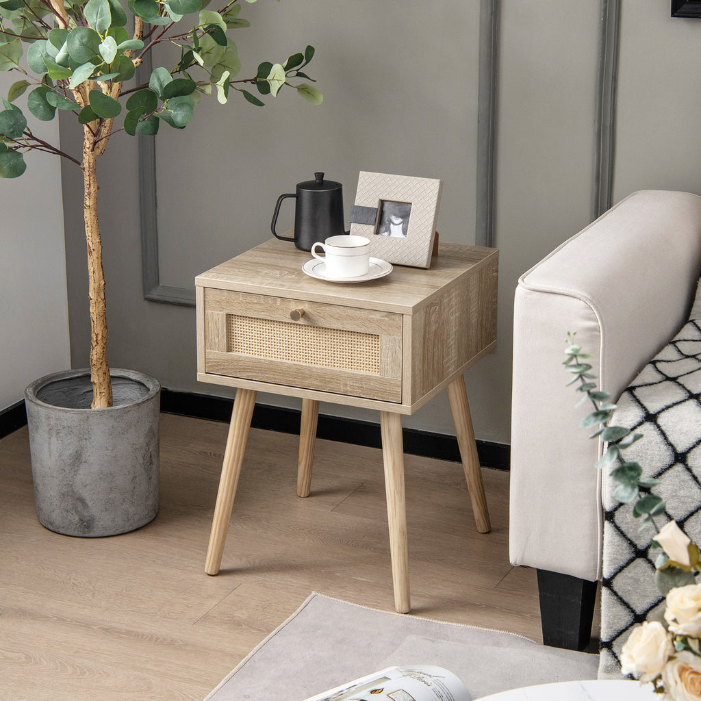 Modern Rattan Nightstand Set of 2 - Natural