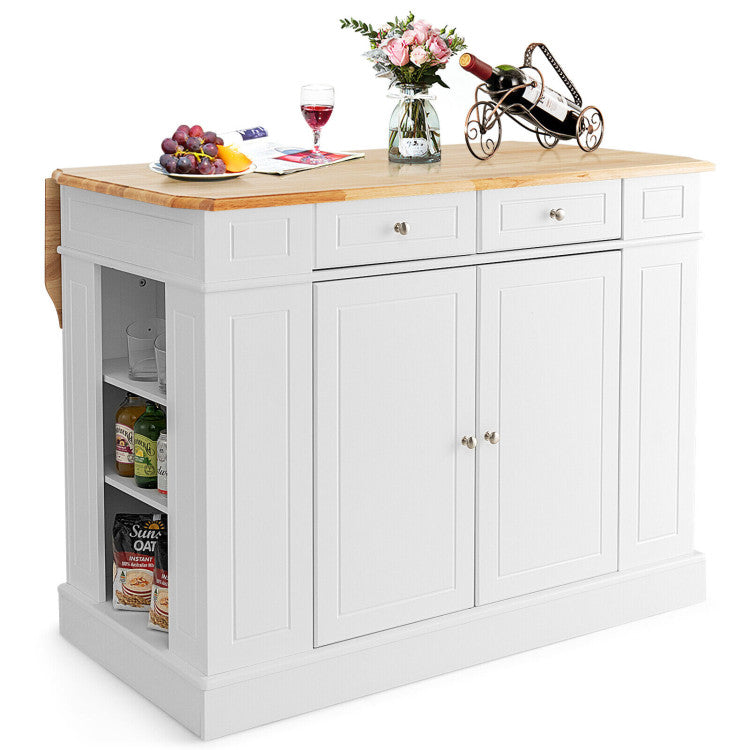 Kitchen Island + 2 Bar Stools + Storage Cart - 3-Piece Set