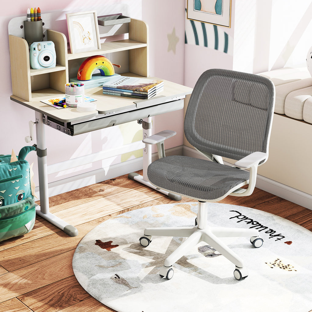 Kids Mesh Swivel Office Chair with Adjustable Height 31.5-36 inches Gray