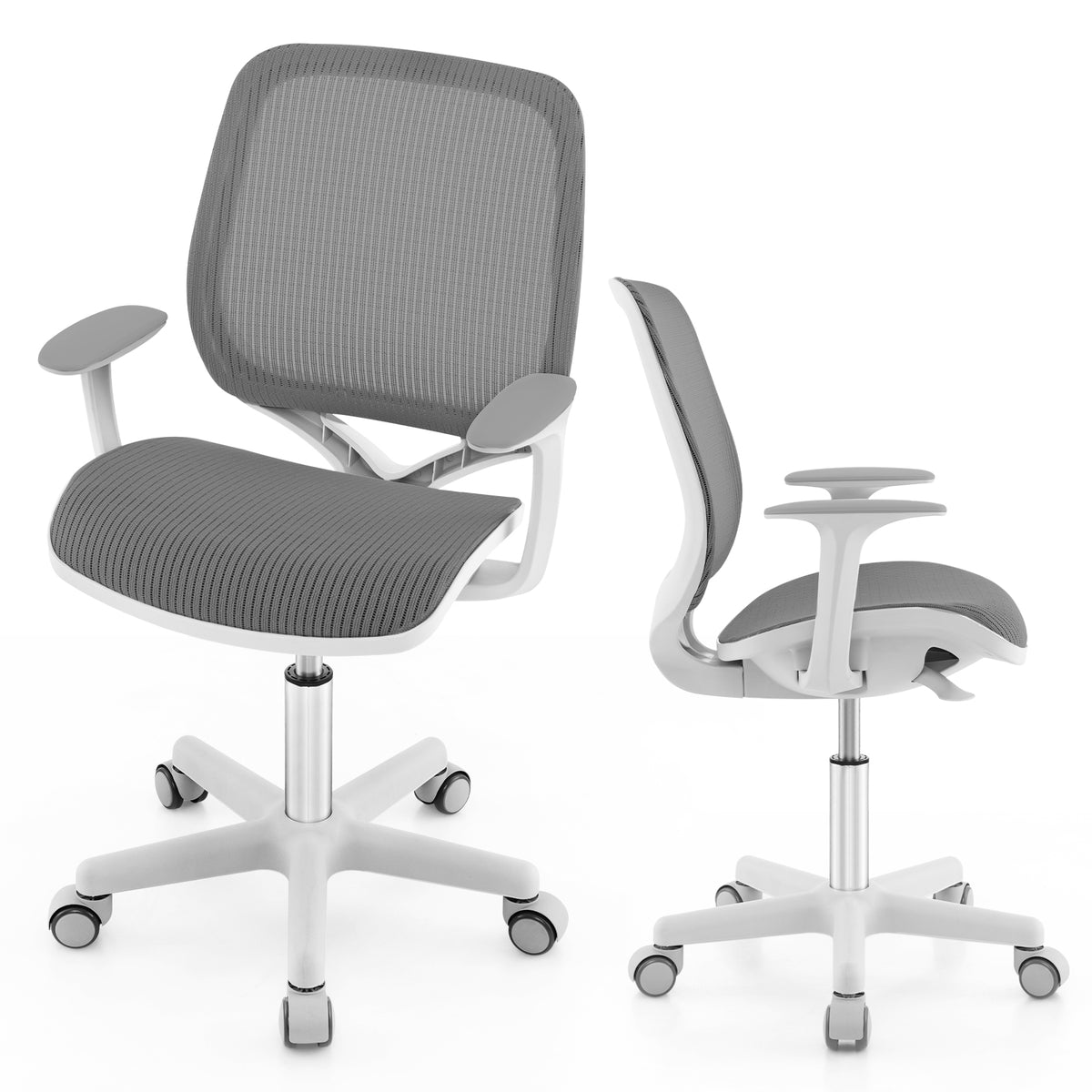 Kids Mesh Swivel Office Chair with Adjustable Height 31.5-36 inches Gray