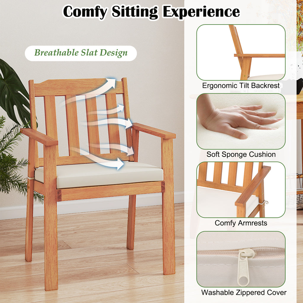 7-Piece Patio Dining Set 63" Acacia Wood Table & Chairs - Style 4