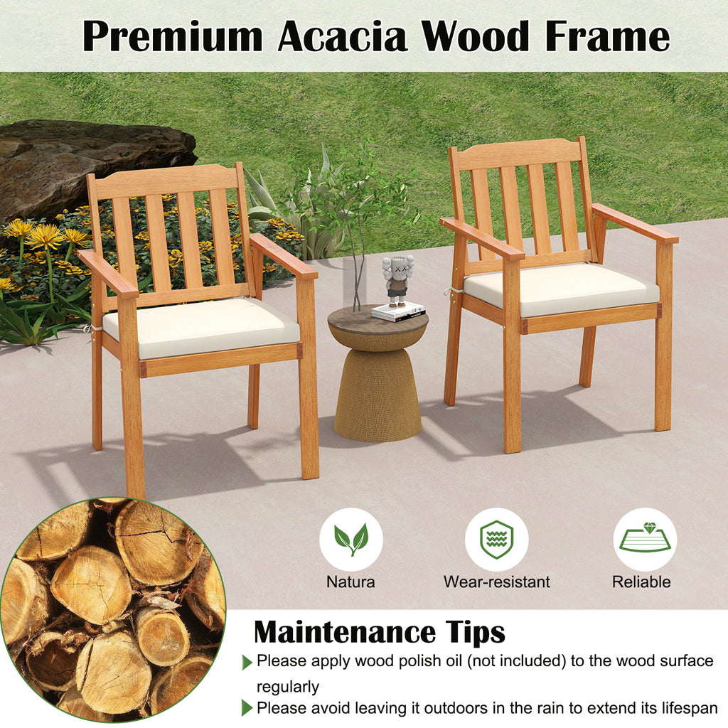 6 Pieces Patio Dining Table Set 63” Rectangle with 4 Acacia Wood
