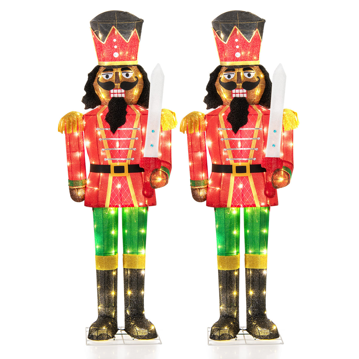 5 Ft Outdoor Christmas Nutcracker Decoration with Glitter Sword & LED Lights - Variation 1 Piece