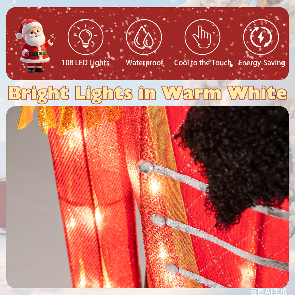 Set of 2 5FT Lighted Christmas Nutcracker Decorations with Glitter Swords - Indoor & Outdoor Holiday Decor