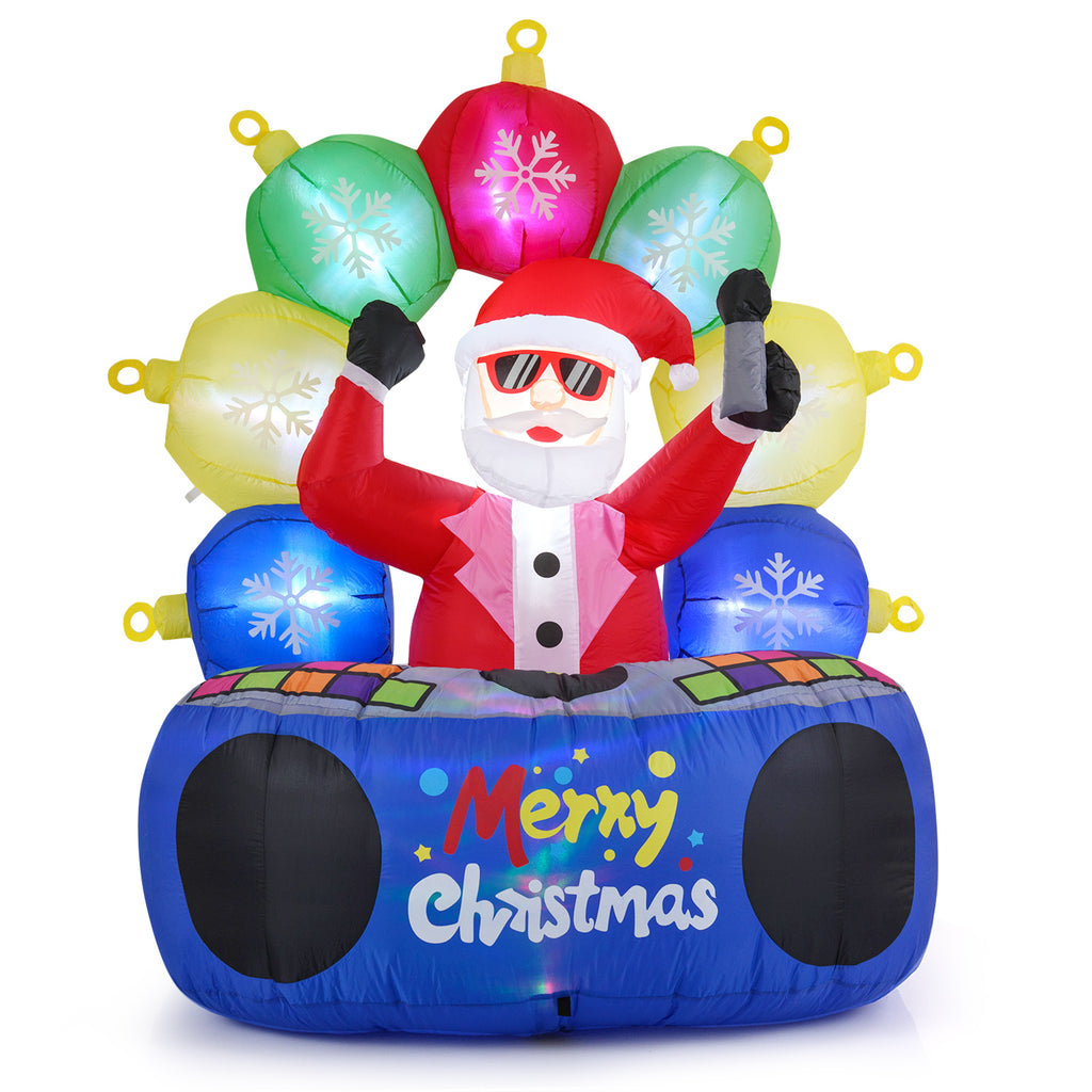 Inflatable Santa DJ with Rotating Music Lights & Flashing LEDs - Holiday Party Decor