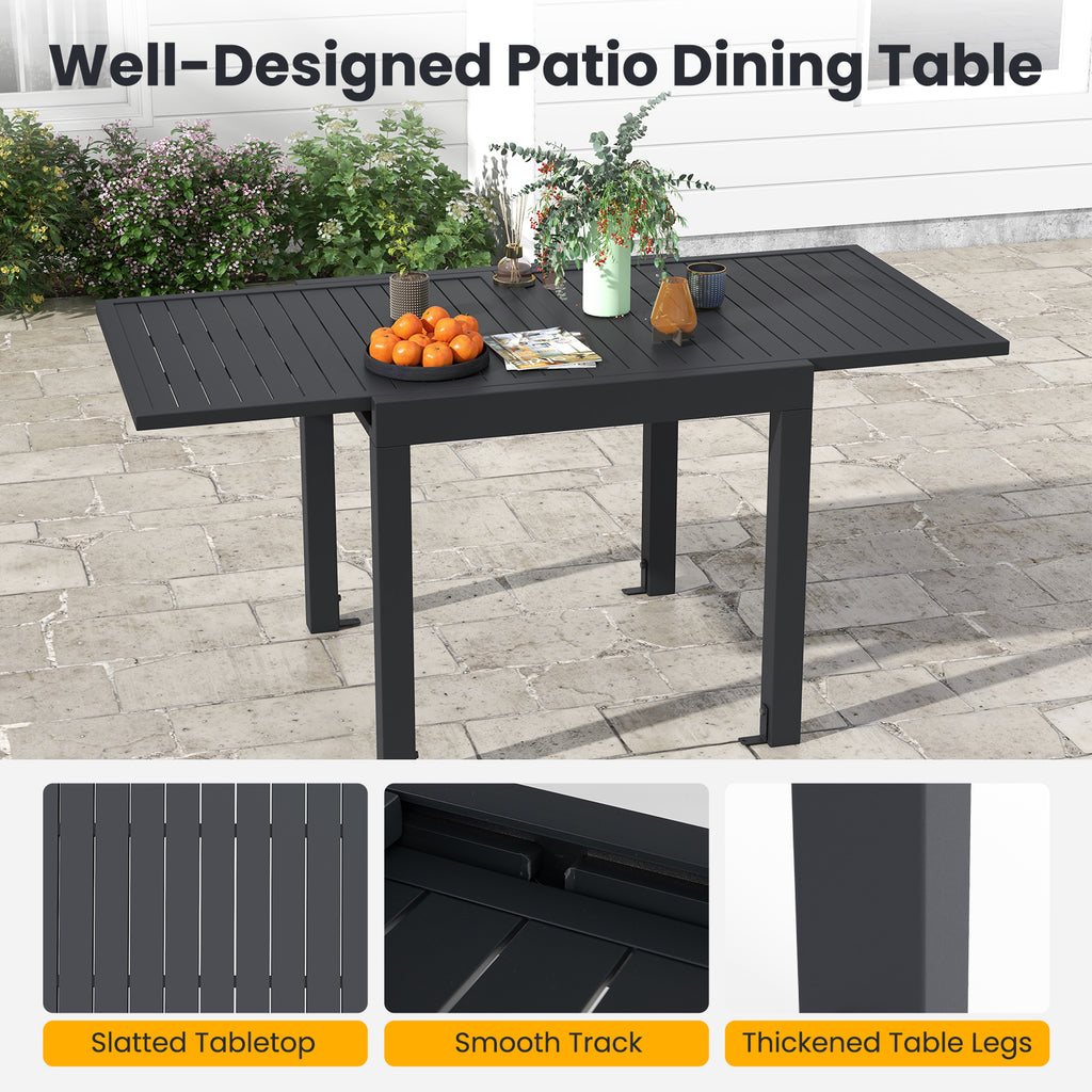 Patio Aluminum Expandable Dining Set with Stackable Armchairs