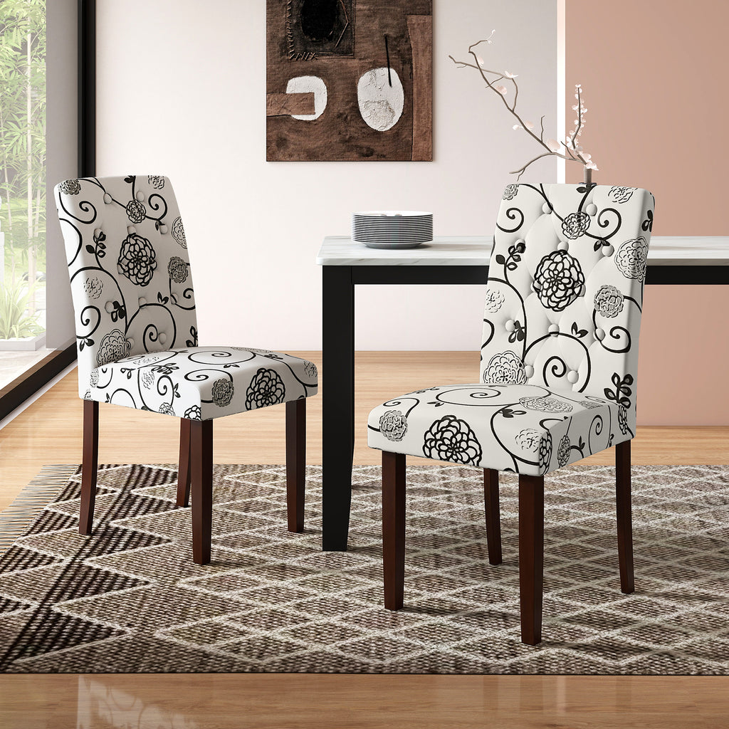 Button Tufted Dining Chair Set of 2 - Beige