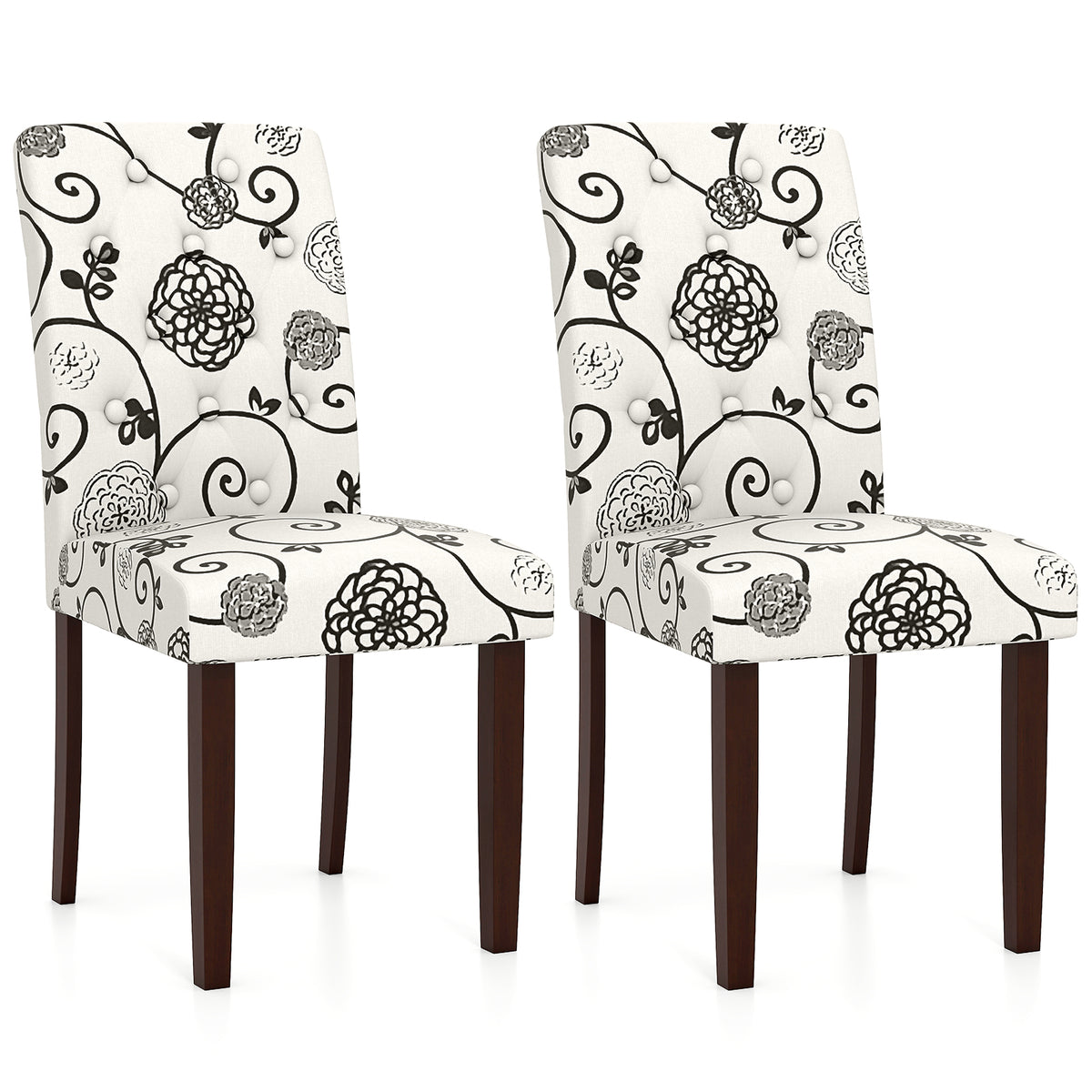 Button Tufted Dining Chair Set of 2 - Beige