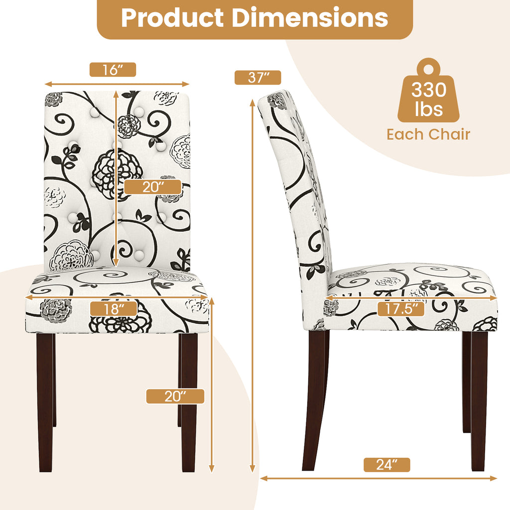 Button Tufted Dining Chair Set of 2 - Beige