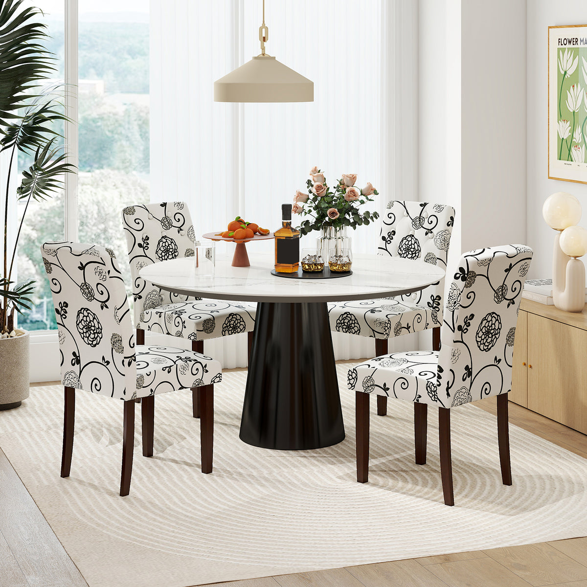 Button Tufted Dining Chair Set of 2 - Beige