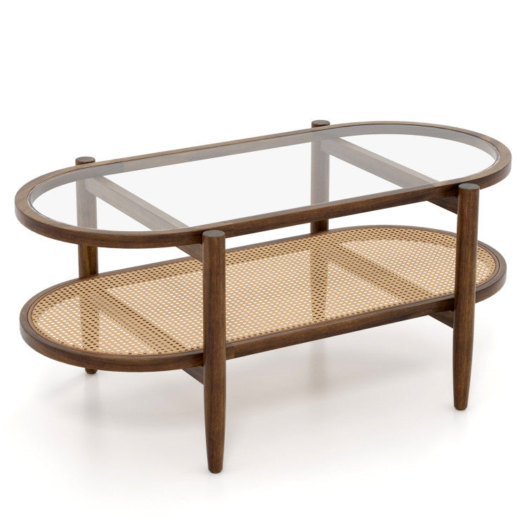 3-Piece Rattan Living Room Set - Coffee Table, Side Table & TV Stand