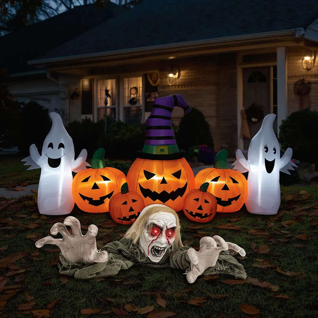 Halloween Groundbreaker Climbing Zombie Inflatable Pumpkins - Yard Decor